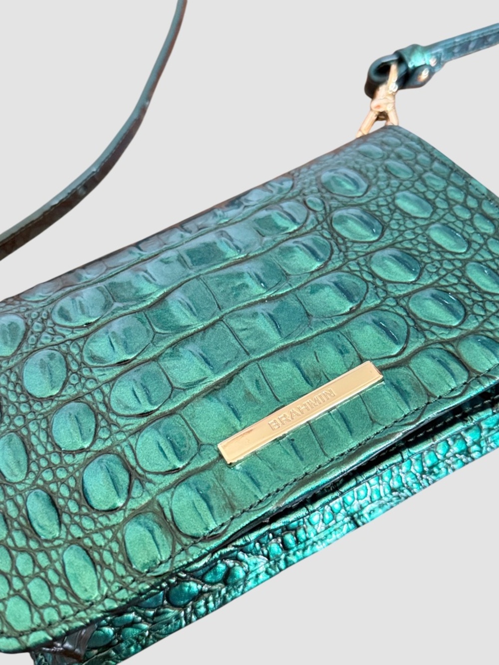Brahmin Purse / Minuette Mystic Green Melbourne new with tags iridescent leather - Picture 10 of 11